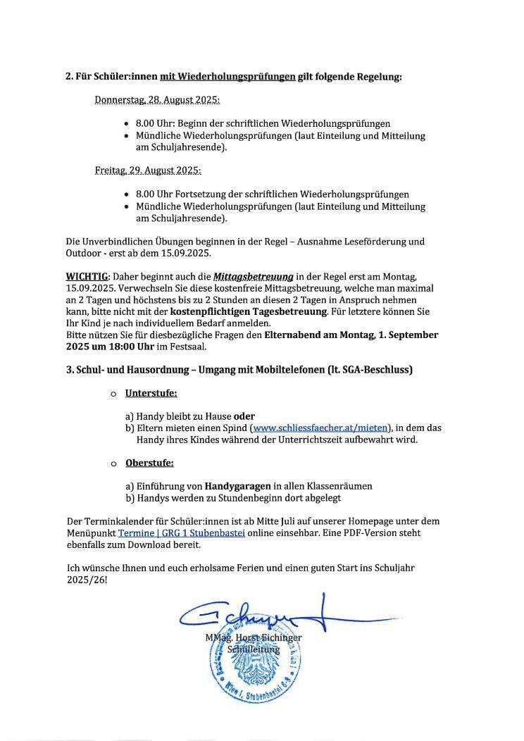 Elternbrief Infos Ferienbeginn u. Schulbeginn 2025, S.2 klein
